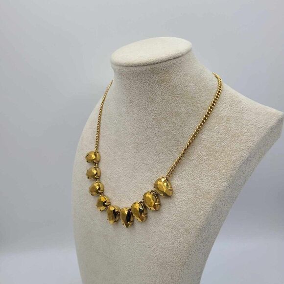J Crew Teardrop Gold Stone Statement Necklace - Picture 6 of 8